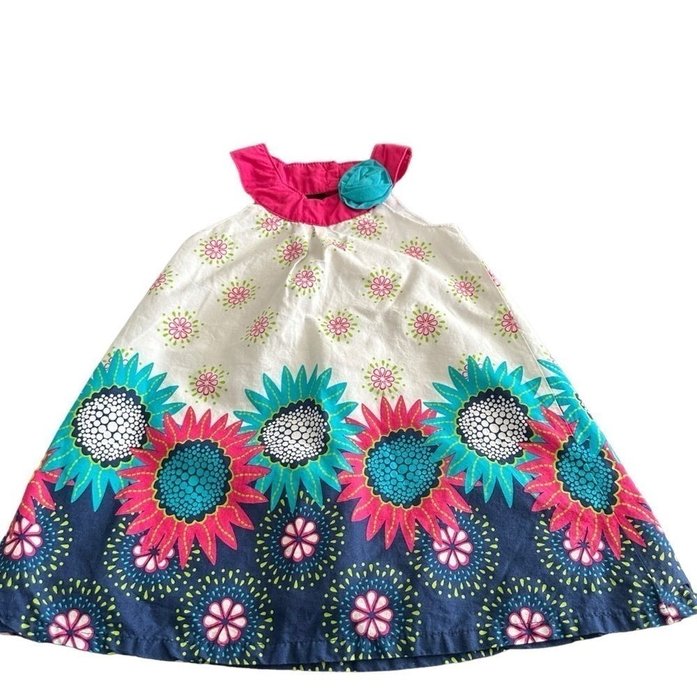Penelope Mack girls 2T pink, blue and white sleeveless dress